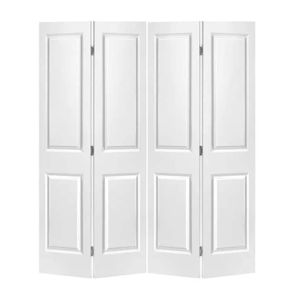 CALHOME 48 in. x 80 in. 2 Panel White Painted MDF Composite Bi-Fold Double Closet Door with Hardware Kit