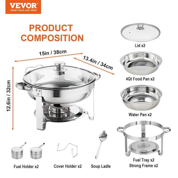 VEVOR 8 qt. Chafing Dish Buffet Set Stainless Chafer with 4 Full Size Pans  Rectangle Catering Warmer Server (4-Pack) ZFXKCLJTZ48QTFA1DV0 - The Home  Depot