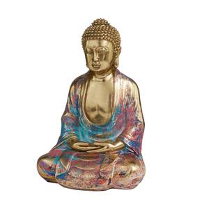 6 in. x 12 in. Multi Colored Resin Buddha Sculpture