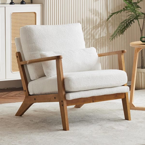 Karl home White Armchair with Wide Armrest