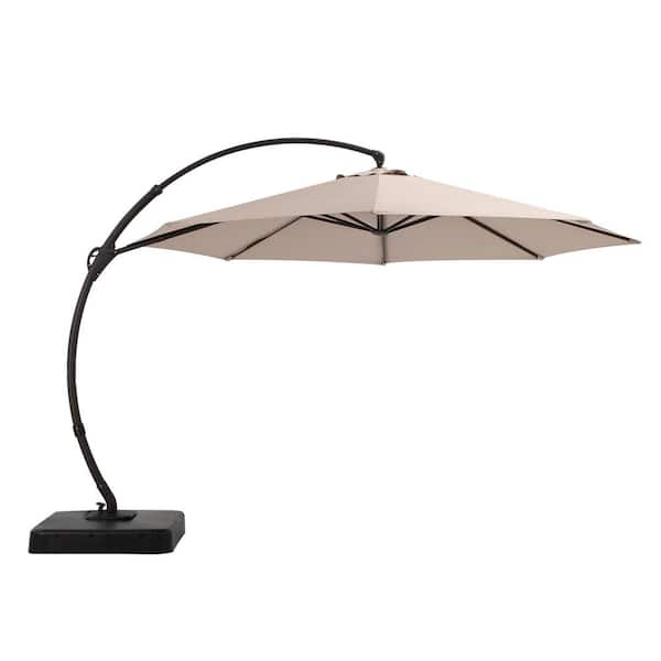Unbranded 10 ft. Cantilever Curvy Patio Umbrella with 360° Rotation in Khaki