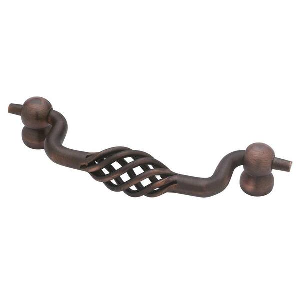 Liberty Birdcage 3-3/4 in. (96mm) Center-to-Center Bronze with Copper Highlights Wrought Iron Bail Drawer Pull