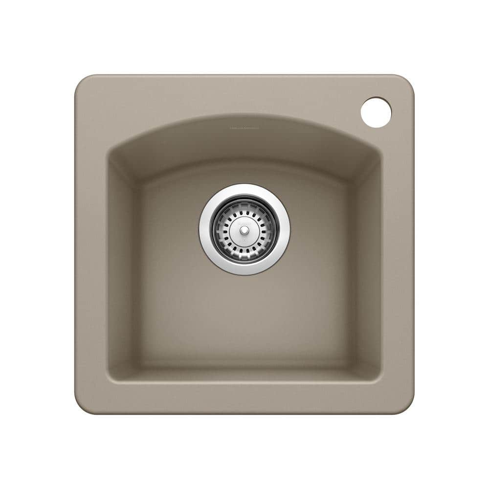 DIAMOND SILGRANIT Beige Granite Composite 15 in. 1-Hole Drop-In/Undermount 