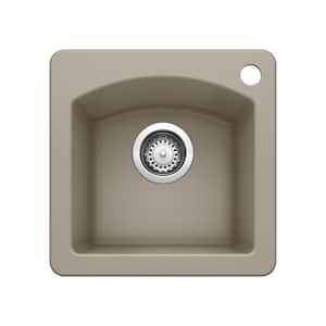 DIAMOND SILGRANIT Beige Granite Composite 15 in. 1-Hole Drop-In/Undermount Bar Sink in Truffle
