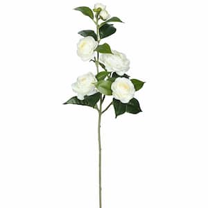 29 in. Cream Artificial Camellia Other Individual Flower Stem