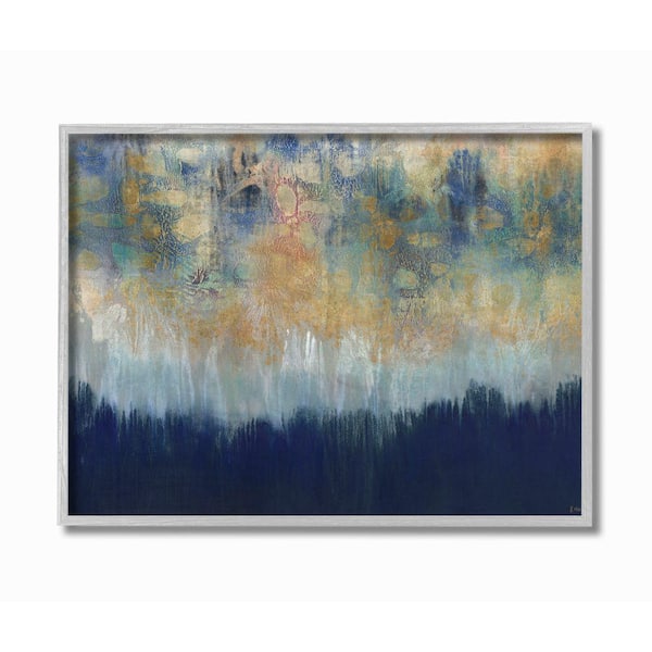 Stupell Industries 11 in. x 14 in. "Abstract Gold Blue Textured Surface Painting" by Third and Wall Framed Wall Art