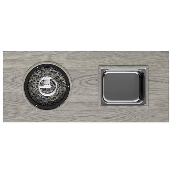 SUNVIVI Gray 47 in. Aluminum Coffee Table with Propane Fire Pit and Ice Bucket