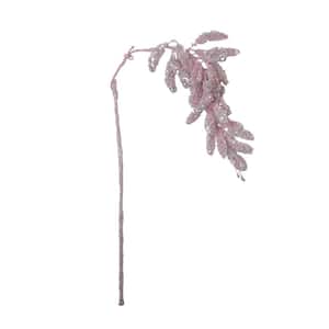 34 in. Pink Glitter Hanging Pine Artificial Christmas Spray