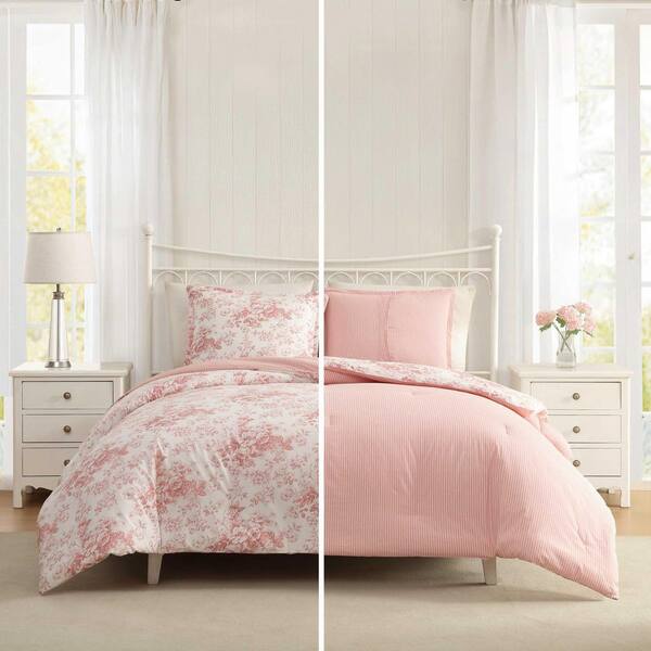 Laura Ashley Toile Delight 3-Piece Rose/Cream Cotton Full/Queen