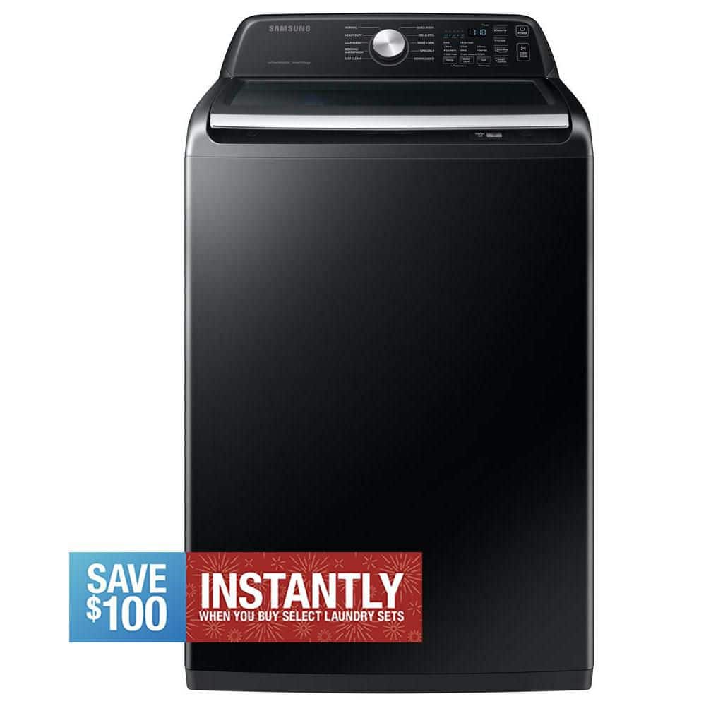 4.7 cu.ft. Large Capacity Smart Top Load Washer with Active WaterJet in Brushed Black