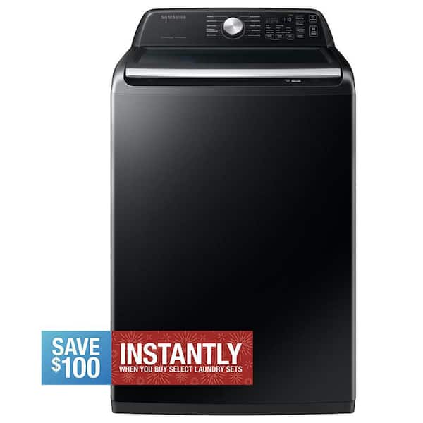 4.7 cu.ft. Large Capacity Smart Top Load Washer with Active WaterJet in Brushed Black
