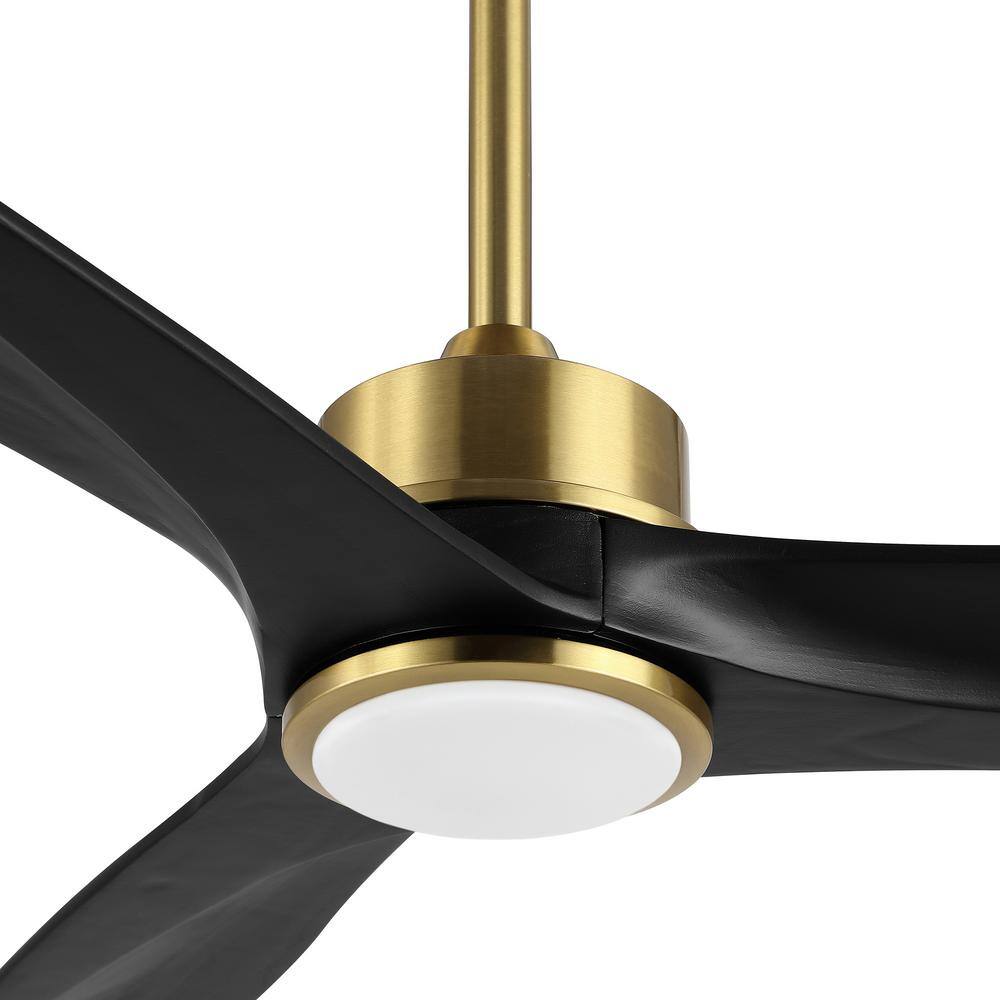 52-Inch Black and Gold Modern Ceiling Fan with LED Light and Remote