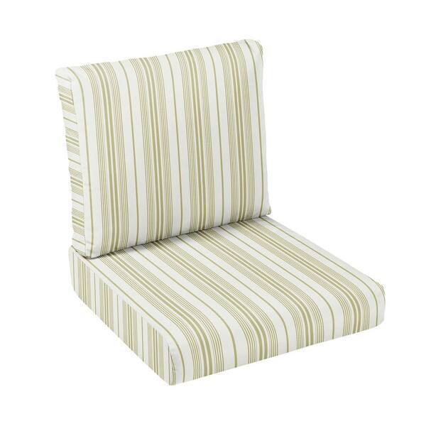 SORRA HOME 23 in. x 23.5 in. x 5 in. 2 Piece Deep Seating Outdoor Dining Chair Cushion in Wellfleet Basil HD204541TESC The Home Depot