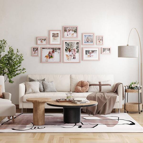 5x7 Peach Pink Wood Hanging Picture Frame Set of 4 Y02314 - The