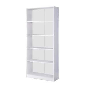70 in. H White Finish Standard Bookcase with 5-Shelves