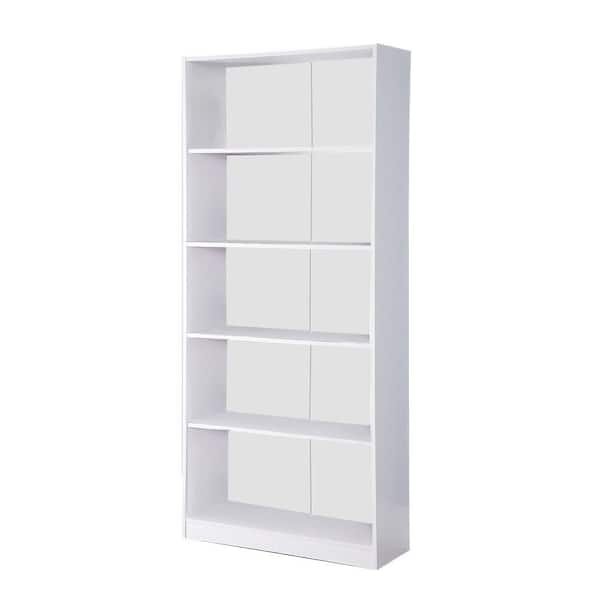 FC Design 70 in. H White Finish Standard Bookcase with 5-Shelves