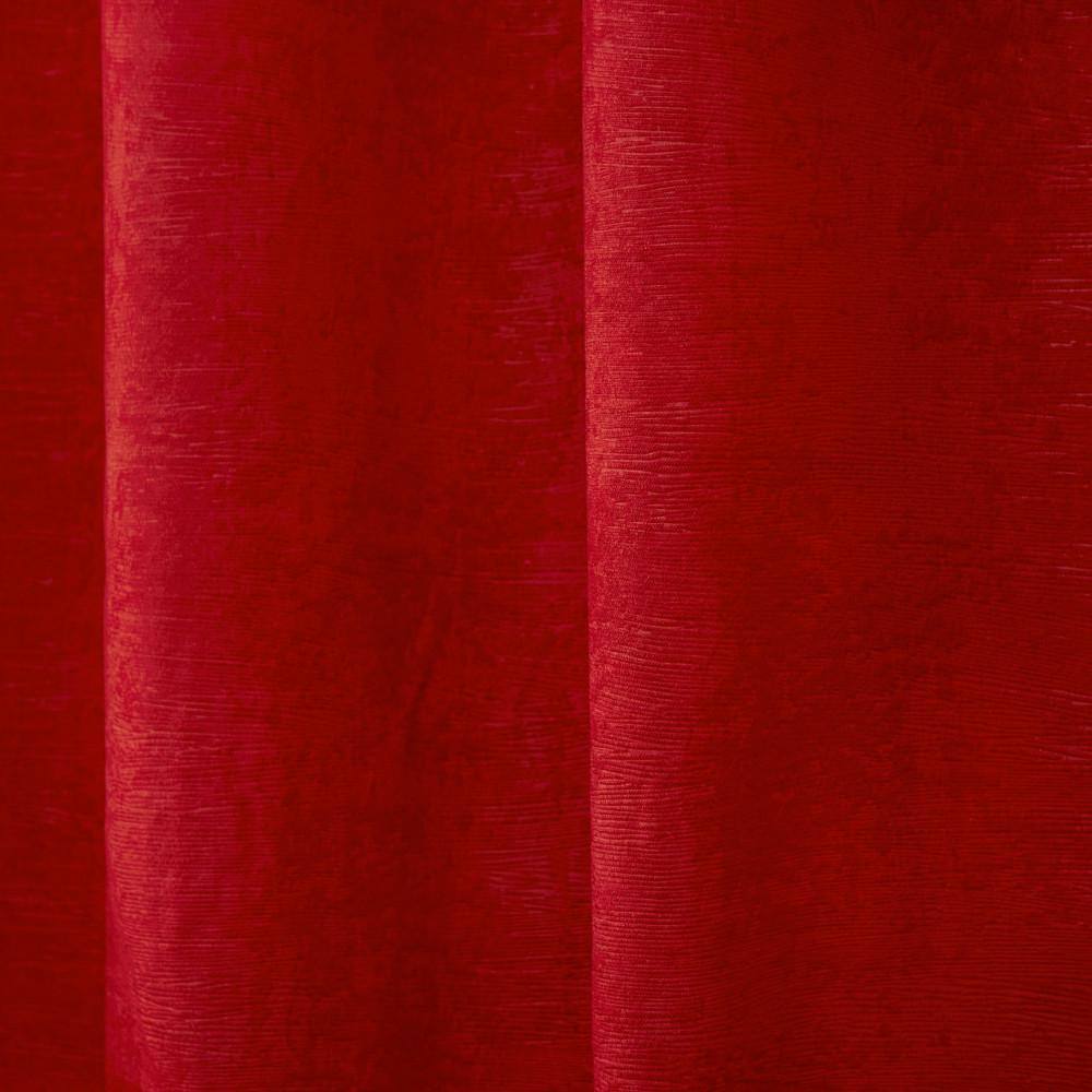 Chili Red Polyester Room-Darkening Grommet Curtain Panel Pair
