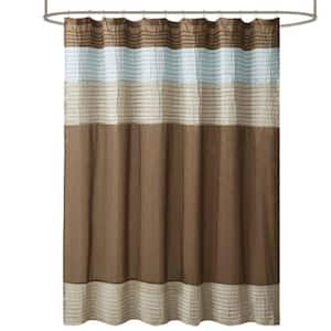 Lightweight 72 in. W x 72 in. L Faux Silk Polyester Shower Curtain Sets in Blue