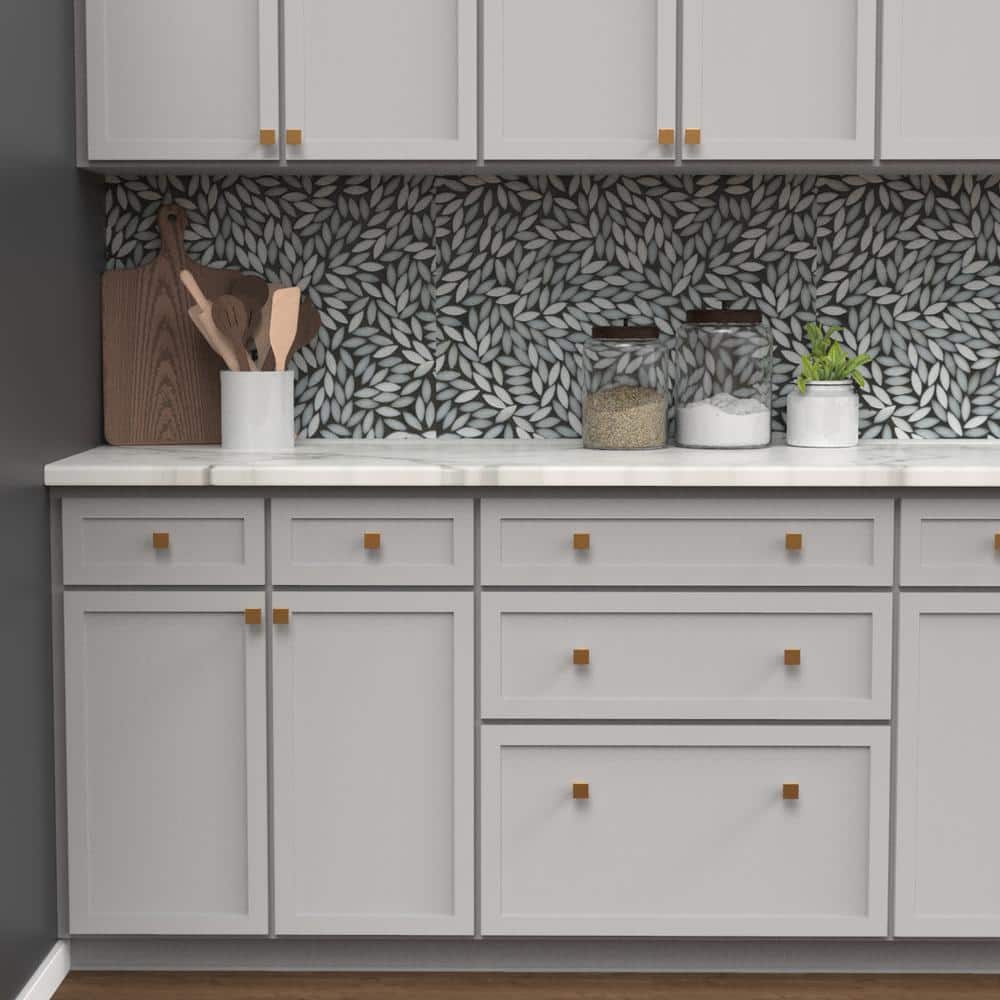 Brushed Brass Modern Square Cabinet Knob with Mounting Hardware