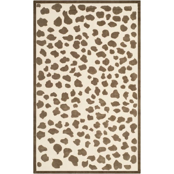 Kids 5 ft. x 8 ft. Ivory/Gray Spotted Border Area Rug