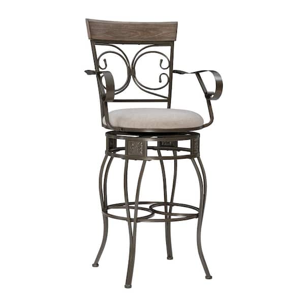 Linon Home Decor Labelle 47.75 in. H Pewter Big & Tall Arm Barstool