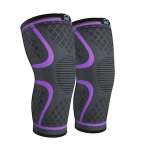 Large Compression Knee Brace for Women and Men for Patient Care Pain Relief in Purple (2-Pack)