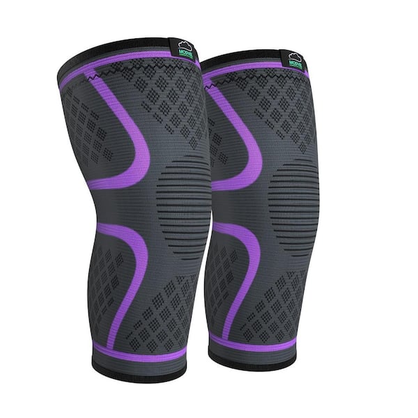 Adrinfly Large Compression Knee Brace for Women and Men for Patient Care Pain Relief in Purple (2-Pack)