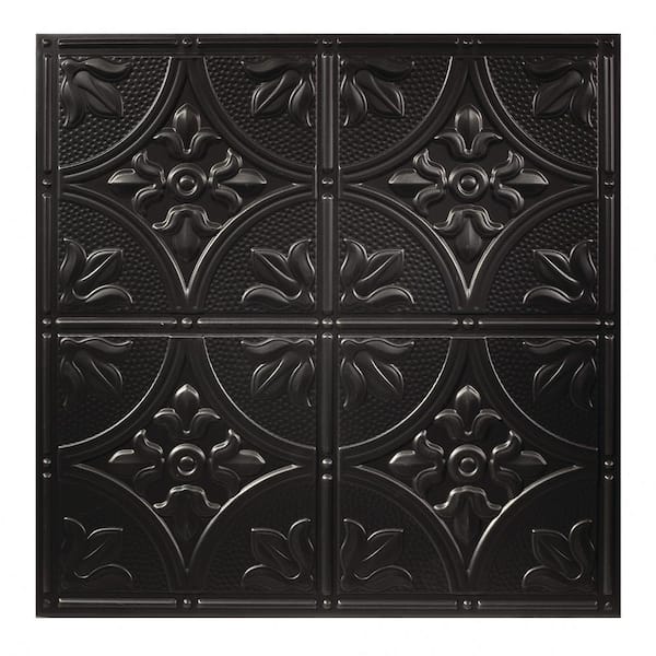 2 ft. x 2 ft. Antique Lay In Vinyl Black Ceiling Tile Panel (Case of 12)