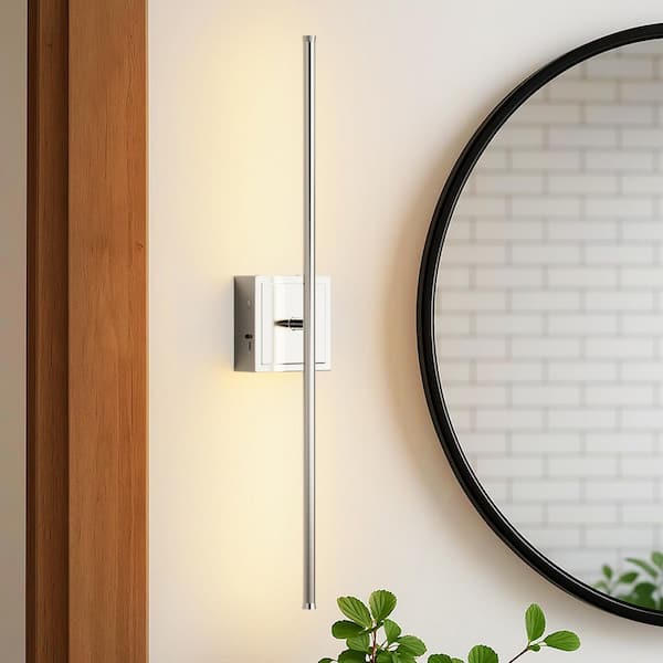 350° Rotate Chrome Dimmable Wireless Integrated LED Wall Sconce with Remote, Sconce Wall Decor for Living Room (2-Pack)
