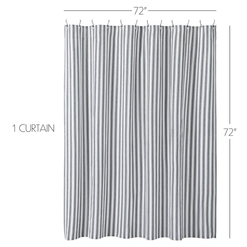 Sawyer Mill Black and White Ticking Stripe Fabric Shower Curtain 72x72