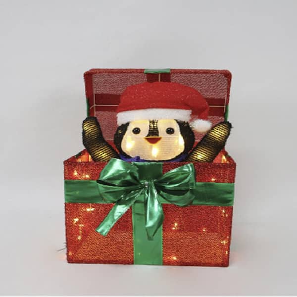 VEIKOUS 3.5 ft. 120L LED Animated Christmas Penguin in Gift Box