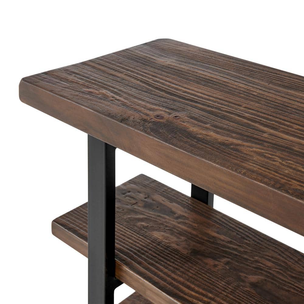 Rustic Natural 52" Wood and Metal Media Console with Storage