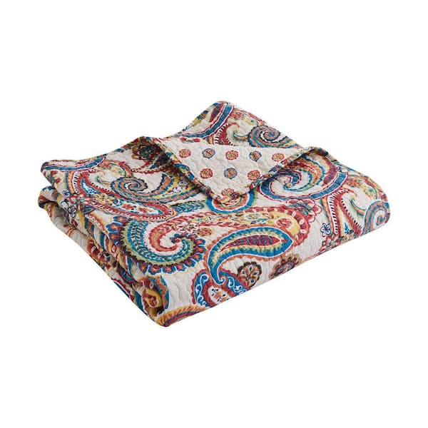 Alyssa Multi-color Paisley Quilted Cotton Throw Blanket