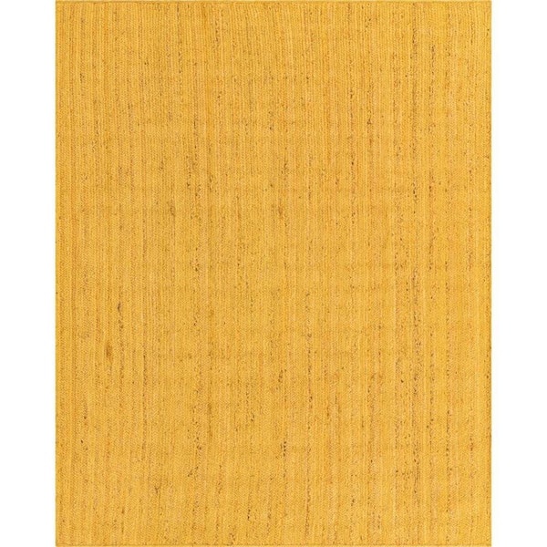 Unique Loom Braided Jute Dhaka Yellow 8' 0 x 10' 0 Area Rug