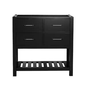 Santa Monica 36 in. W x 18 in. D x 35 in. H Bath Vanity Cabinet without Top in Black