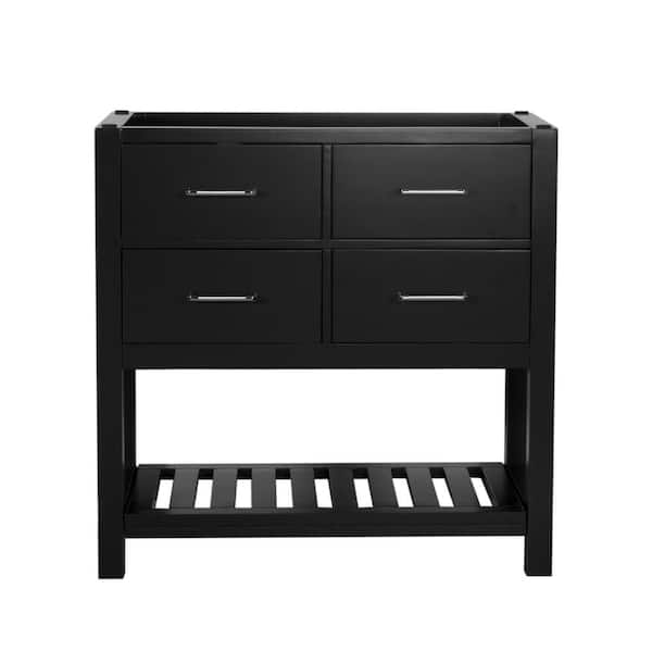 Unbranded Santa Monica 36 in. W x 18 in. D x 35 in. H Bath Vanity Cabinet without Top in Black