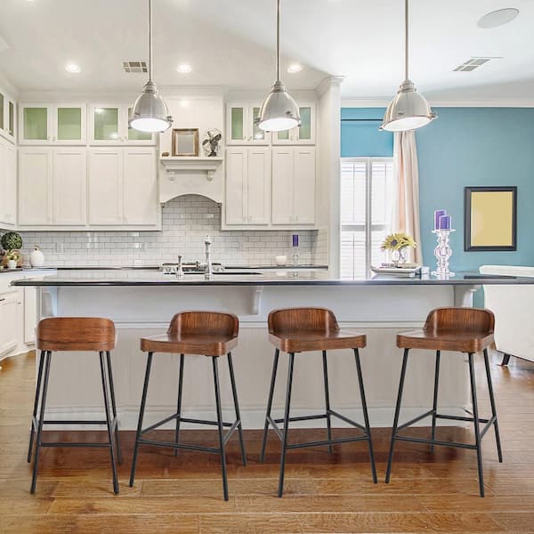 4PCS 28 in. Low-Back Bar Stool Industrial Counter Height Chair Stool