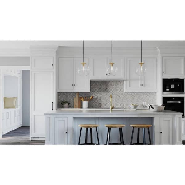 Progress Lighting Atwell 1-Light Brushed Bronze Clear Glass Globe Modern Large Pendant Hanging Light