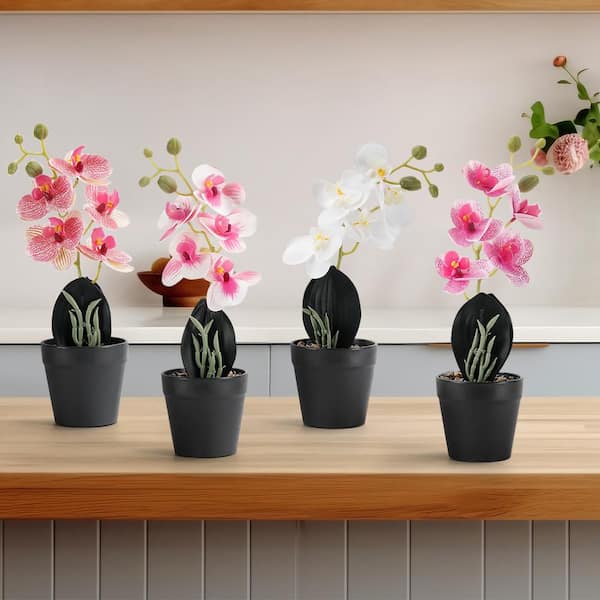 Oumilen 11 in. 4-Pieces Multi-color Indoor Artificial Phalaenopsis