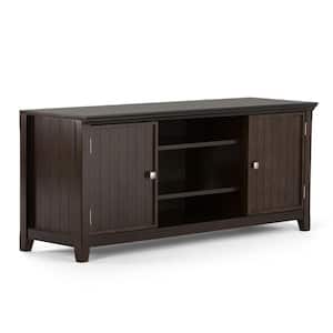Acadian Solid Wood 54 in. Wide Rustic TV Media Stand in Tobacco Brown for TVs Upto 60 in.