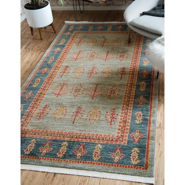 Fars Darya Blue/Multi-Color 8 ft. x 10 ft. Global Area Rug