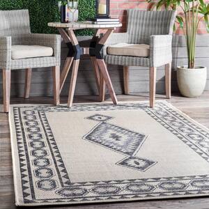 Annika Tribal Iris Light Gray 5 ft. x 8 ft. Indoor/Outdoor Patio Area Rug