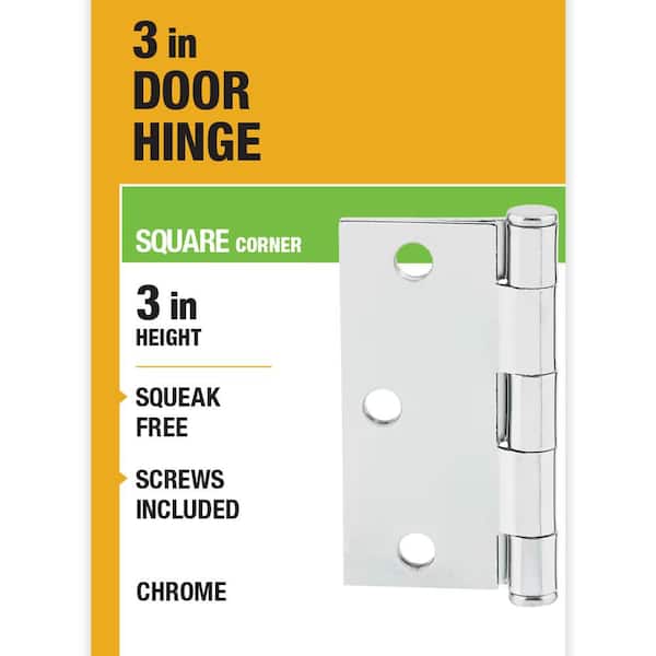 Everbilt 3 in. Square Radius Chrome Squeak-Free Door Hinge 28136
