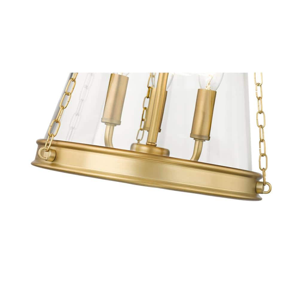 Petite Urban Brass 3-Light Pendant with Clear Glass Shade