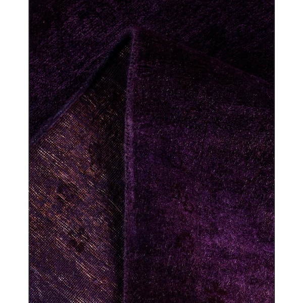 Overdyed Purple 3 ft. x 11 ft. Solid Wool Indoor Runner Rug