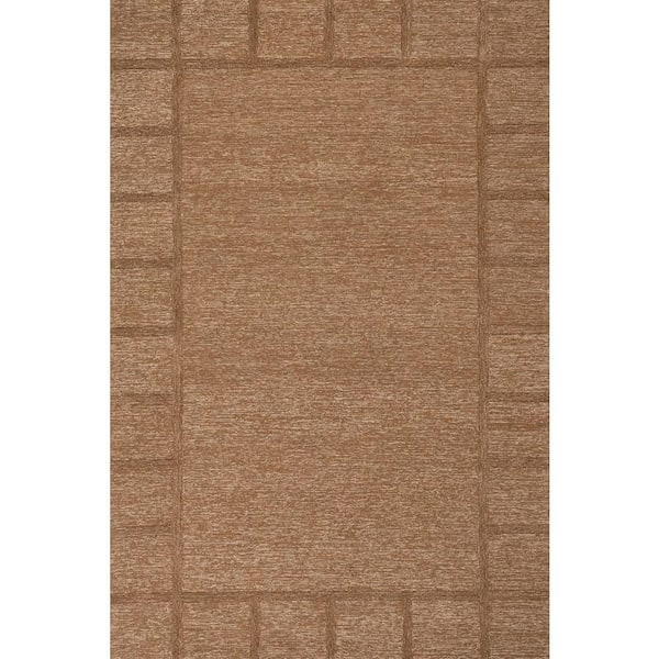 8 ft. x 10 ft. Brown Gea Geometric Bordered Wool Indoor Area Rug