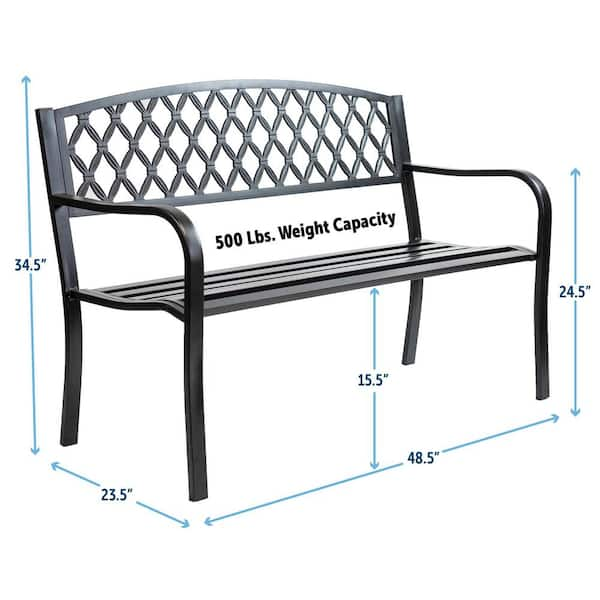 Black metal park discount bench