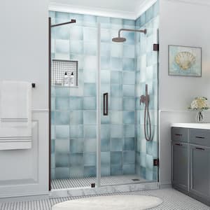 Belmore XL 54.25 - 55.25 in. W x 80 in. H Frameless Hinged Shower Door with Clear StarCast Glass in Bronze