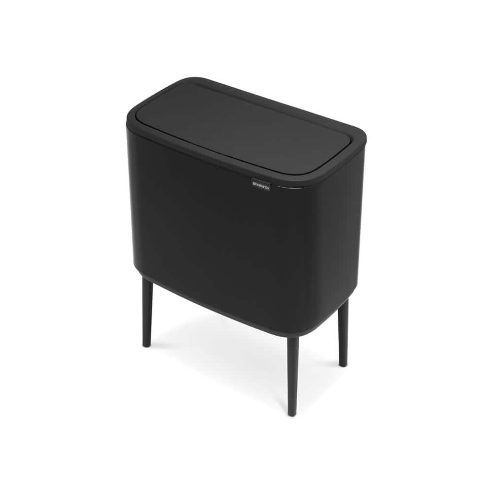 Matte Black Dual Compartment Touch Top Recycling Trash Can