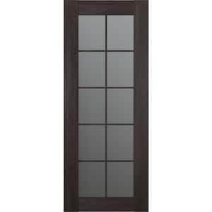 Vona 18 in. x 80 in. No Bore Solid Core 10-Lite Frosted Glass Veralinga Oak Finished Wood Composite Interior Door Slab